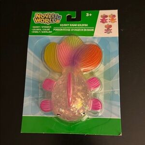 Viral See through Glitter Squishy Sugar Goldfish Toy with pink accents